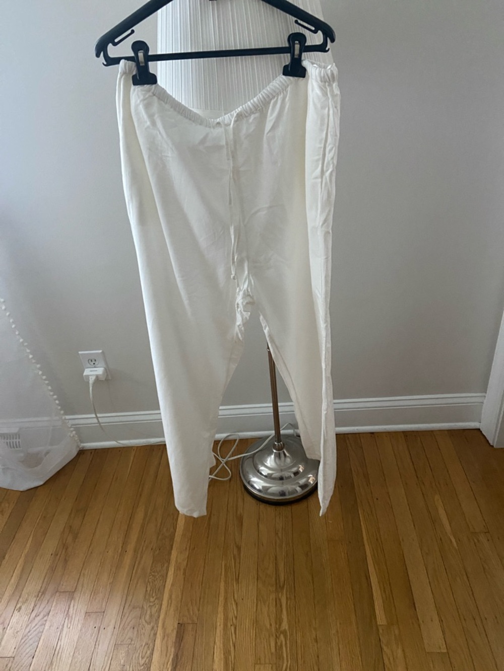 Primark White Wide-Leg Drawstring Pants